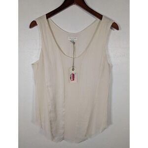 Rag & Bone Tank Top Womens Large Beige Sleeveless Sheer Panel Blouse Made USA